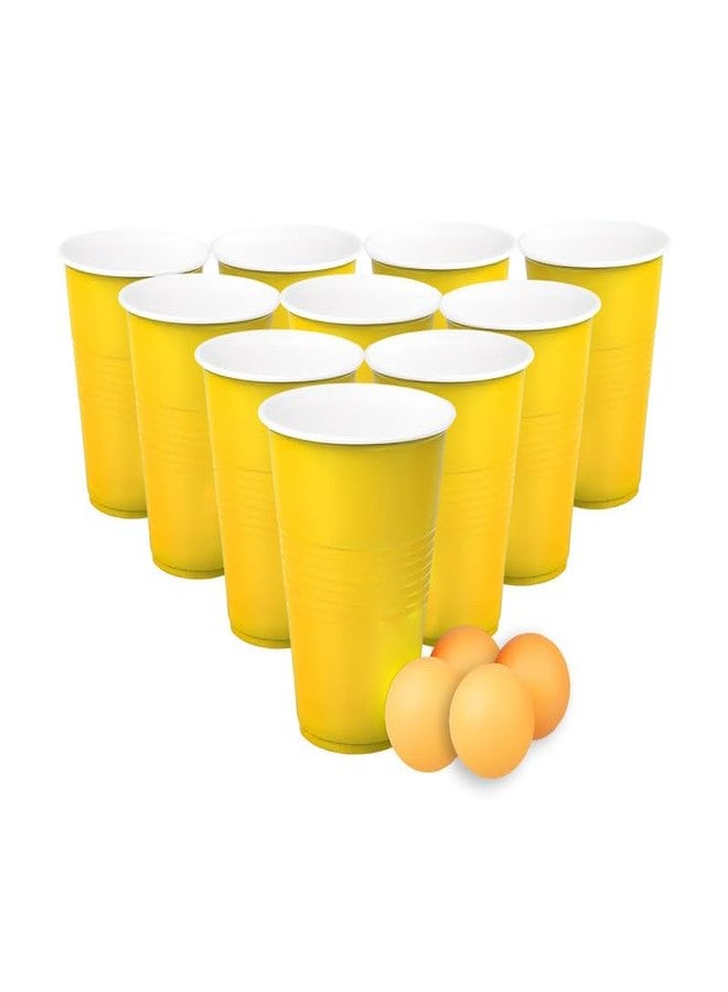 Selibration (Set of 50pcs) Yellow Game Pong Glassess Plastic Reusable Colourful Cups with Balls Perfect for Bachelors, Bachelorette Party, Cocktail Party, Strong Reusable Glass| 4 Balls Included - Image 1